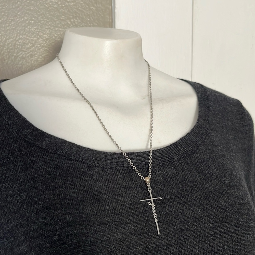 God Jesus Lord Cross Stainless Steel Necklace - Picture 4 of 10